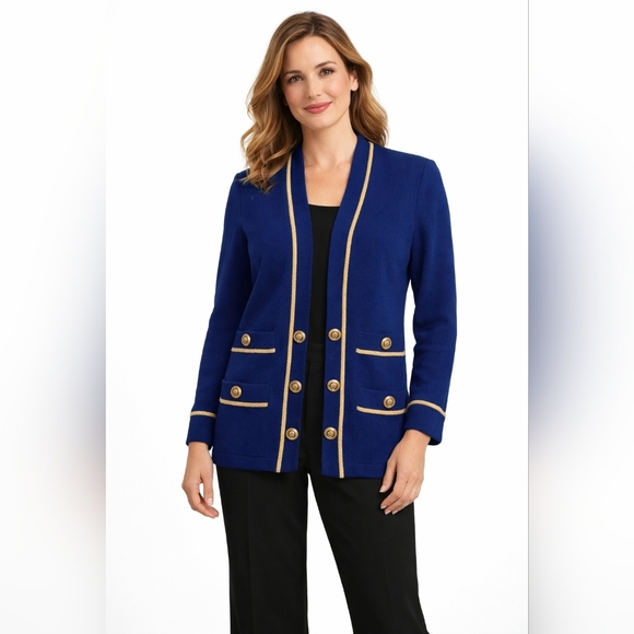 St. John Jackets & Blazers - St. John Collection Marie Gray Military Jacket Cardigan Santana Knit Vintage